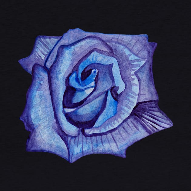 Blue watercolor rose by deadblackpony